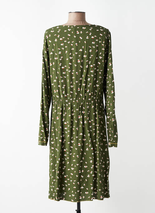 Robe mi-longue imprimé fleurs manches longues vert YERSE femme