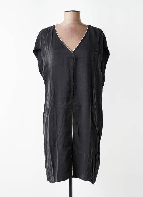 Robe mi-longue coupe fluide manches courtes noir YAYA femme