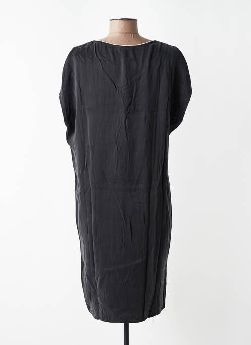 Robe mi-longue coupe fluide manches courtes noir YAYA femme