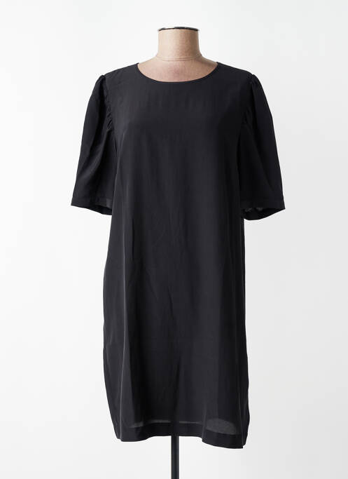 Robe courte fermeture zippée au dos manches courtes noir IDANO femme