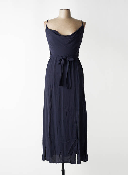 Robe longue manches bretelles ajustables fines bretelles bleu KOCCA femme