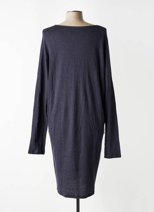 Robe pull col v manches longues bleu MAJESTIC FILATURES femme