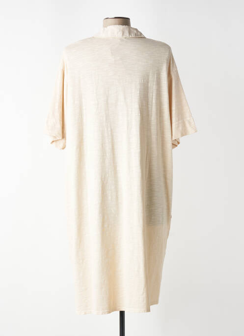 Robe mi-longue manches courtes manches courtes beige YERSE femme