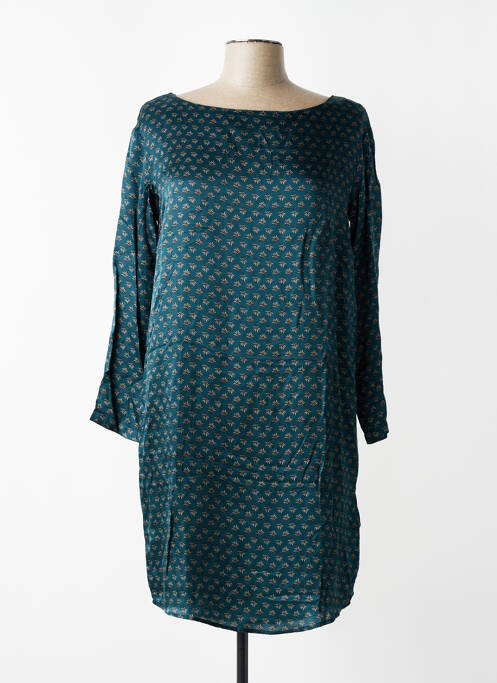 Robe mi-longue coupe fluide manches longues vert R95TH femme