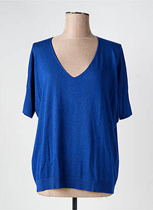 Pull col v manches courtes bleu ZILCH femme
