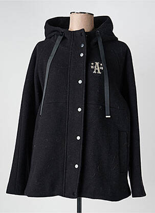 Manteau court capuche a capuche noir FIVE femme