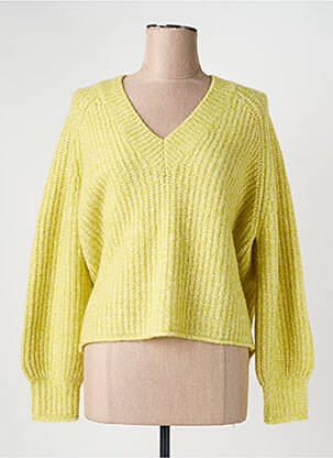 Pull tissage chiné manches longues vert ESTHEME femme