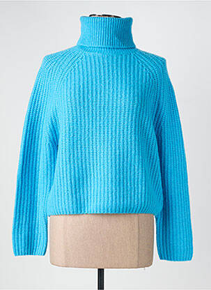Pull col roulé stretch manches longues bleu ESTHEME femme