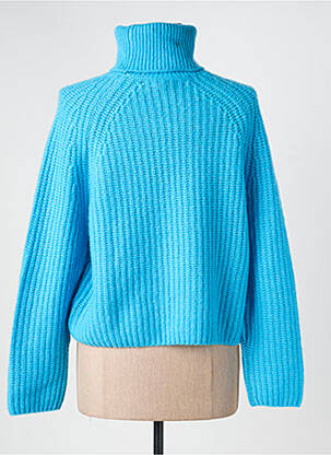 Pull col roulé stretch manches longues bleu ESTHEME femme