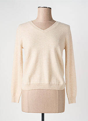 Pull tissage chiné manches longues beige ESTHEME femme