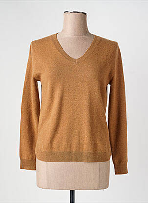 Pull tissage chiné manches longues marron ESTHEME femme