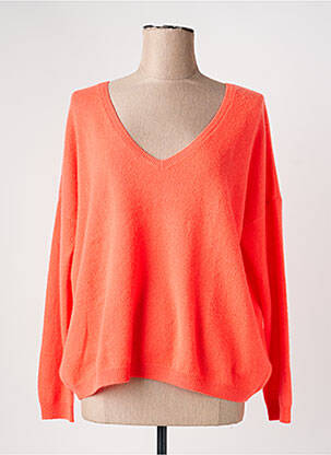 Pull col v manches longues orange ABSOLUT CASHMERE femme