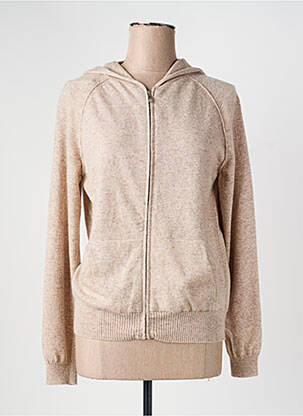 Gilet manches longues resserrée sur le bas marron MAJESTIC FILATURES femme