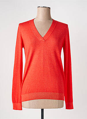 Pull coupe cintrée manches longues orange MAJESTIC FILATURES femme