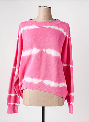 Pull stretch manches longues rose FIVE femme