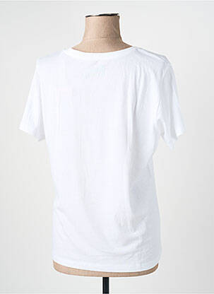 T-shirt col v manches courtes blanc HAPPY femme