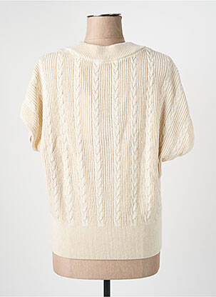 Pull col v manches courtes beige YAYA femme