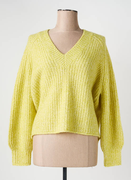 Pull tissage chiné manches longues vert ESTHEME femme
