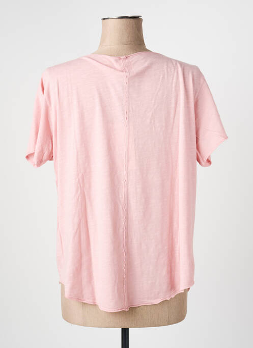 T-shirt col v manches courtes rose FIVE femme