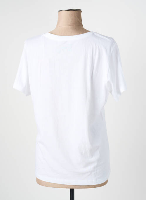 T-shirt col v manches courtes blanc HAPPY femme