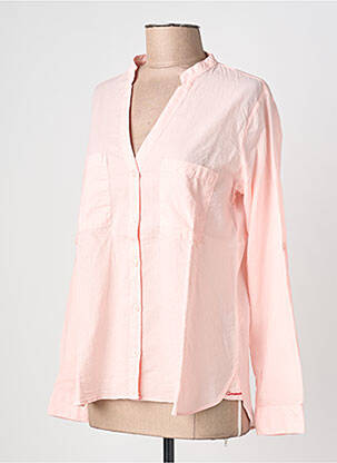Chemisier tissage popeline manches longues rose AMOUR femme