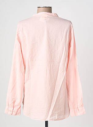 Chemisier tissage popeline manches longues rose AMOUR femme