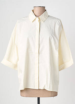 Chemisier coupe droite manches courtes beige FIVE femme