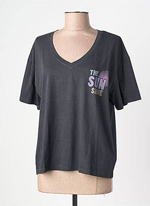 T-shirt sérigraphie floquée manches courtes noir MKT STUDIO femme