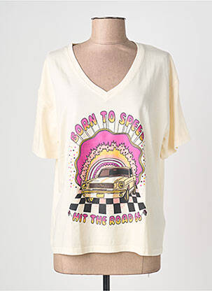 T-shirt sérigraphie floquée manches courtes beige MKT STUDIO femme