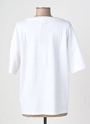 T-shirt sérigraphie floquée manches courtes blanc FIVE femme