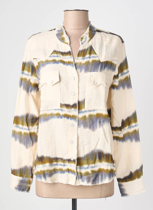 Chemisier coupe cintrée manches longues beige FIVE femme