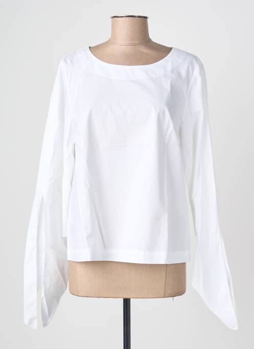 Blouse tissage popeline manches longues blanc CATNOIR femme