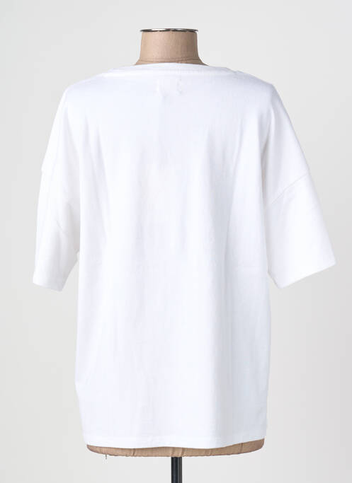 T-shirt sérigraphie floquée manches courtes blanc FIVE femme