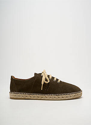Espadrilles fermeture lacets bout rond vert M.MOUSTACHE homme