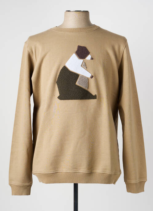 Sweat-shirt stretch manches longues marron BLOTTER ATELIER homme