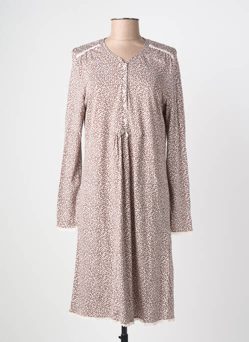 Chemise de nuit manches longues marron RINGELLA femme