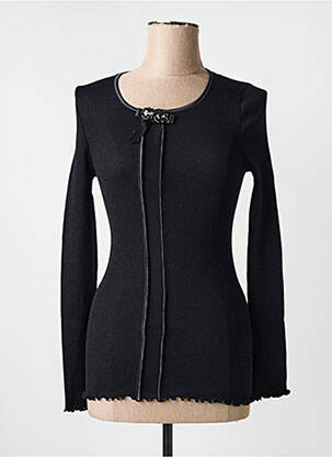Pull coupe cintrée manches longues noir MORETTA femme