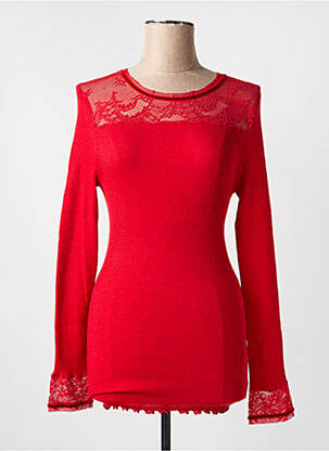Pull coupe cintrée manches longues rouge MORETTA femme