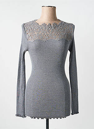 Pull coupe cintrée manches longues gris MORETTA femme
