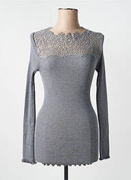 Pull coupe cintrée manches longues gris MORETTA femme