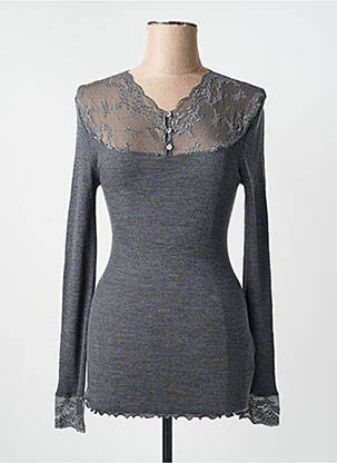 Pull coupe cintrée manches longues gris MORETTA femme