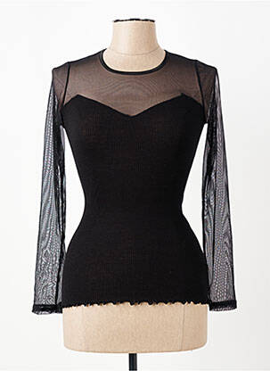 Pull coupe cintrée manches longues noir MORETTA femme