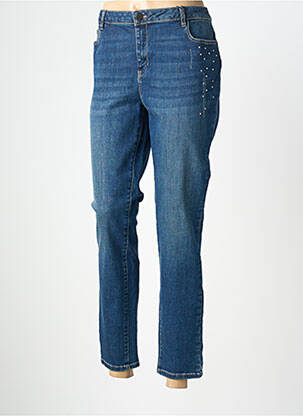 Jeans coupe slim broderie rivets taille normale bleu EVA KAYAN femme