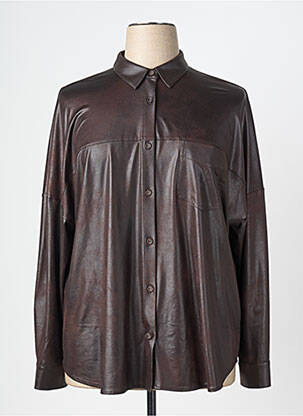 Chemisier coupe droite manches longues marron EVA KAYAN femme