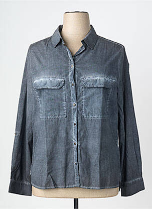 Chemisier coupe droite manches longues bleu EVA KAYAN femme