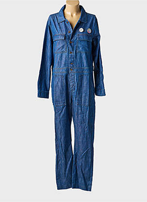 Combi-pantalon fermeture boutonnée sur le devant manches longues bleu HAPPY femme