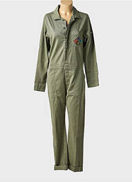 Combi-pantalon fermeture boutonnée sur le devant manches longues vert FIVE femme
