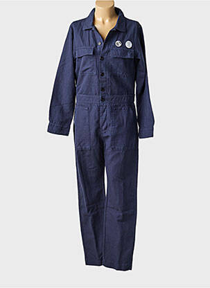 Combi-pantalon fermeture boutonnée sur le devant manches longues bleu HAPPY femme