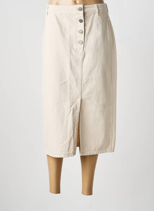 Jupe mi-longue coupe droite beige YAYA femme