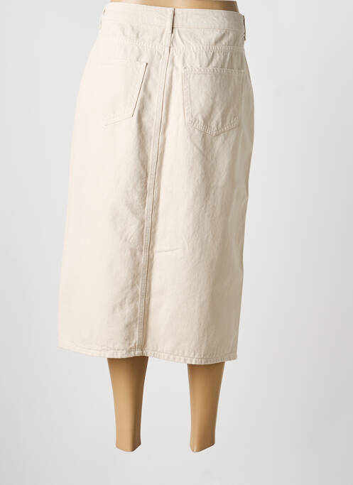 Jupe mi-longue coupe droite beige YAYA femme